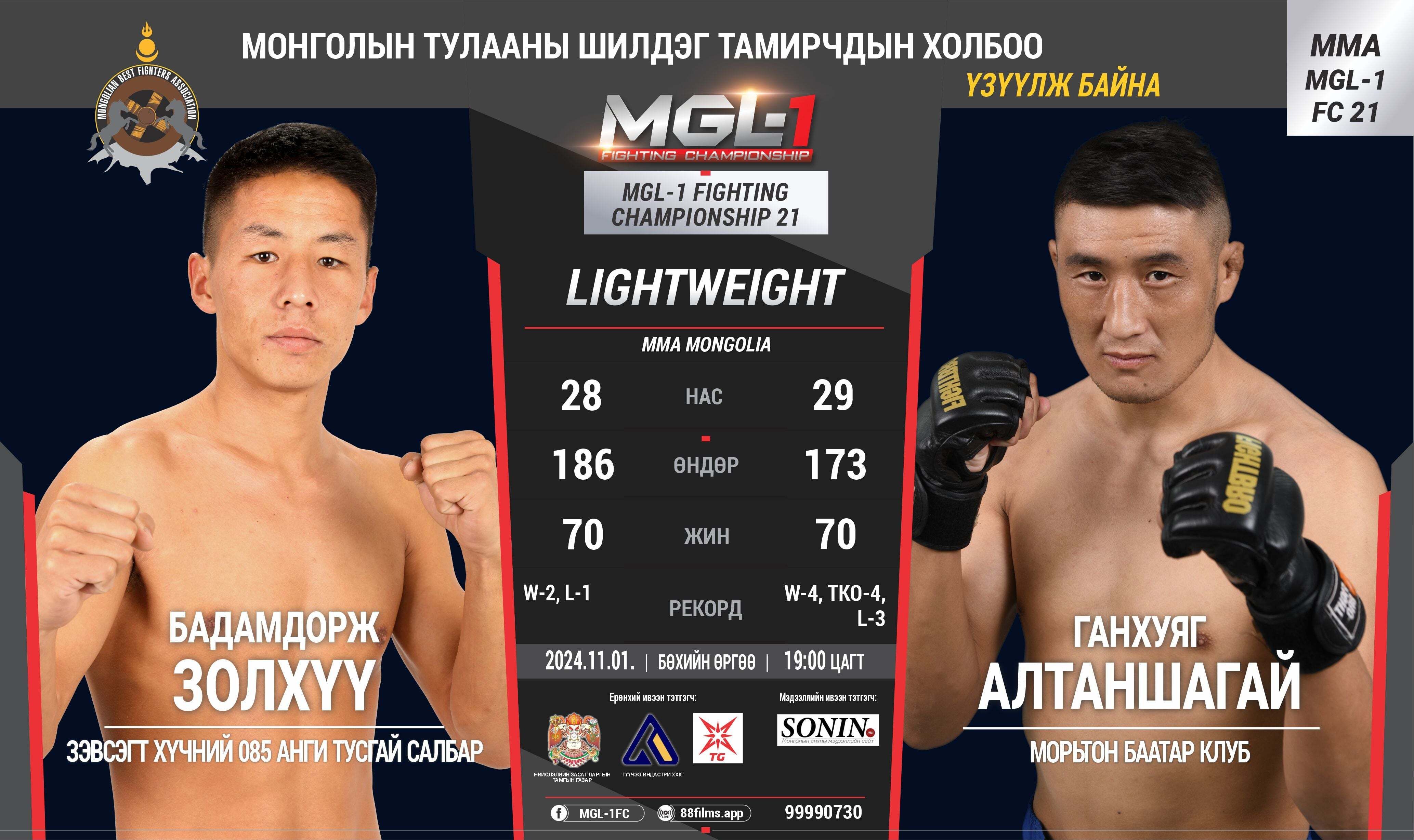 MGL-1 FIGHTING CHAMPIONSHIP 21 ТУЛААН