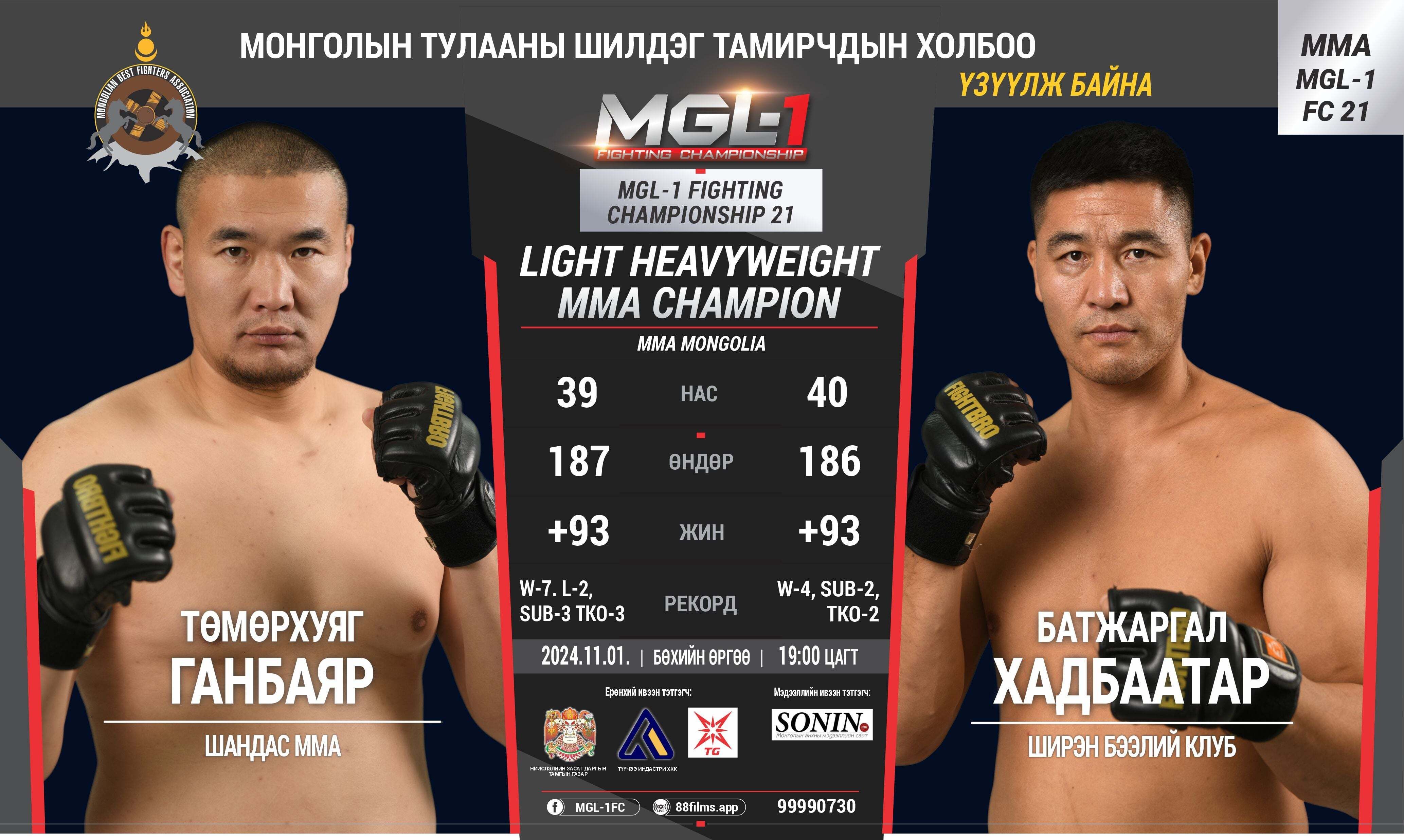 MGL-1 FIGHTING CHAMPIONSHIP 21 ТУЛААН