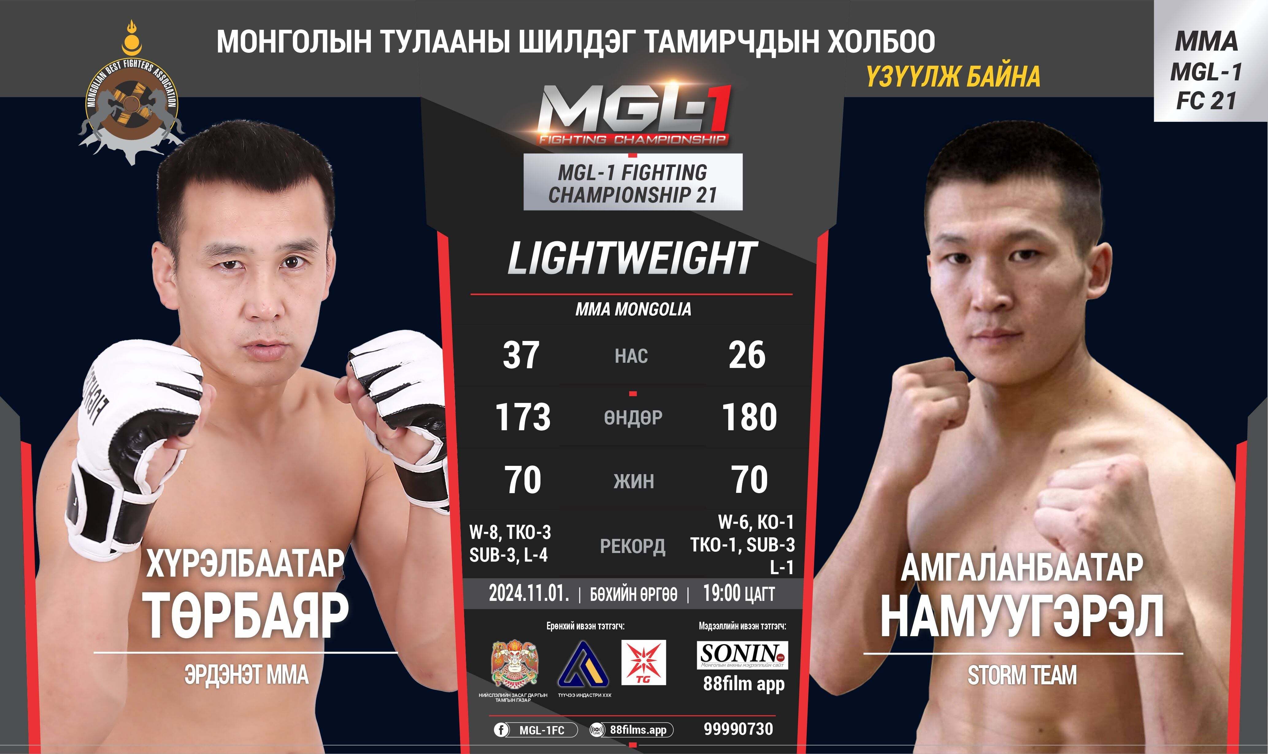 MGL-1 FIGHTING CHAMPIONSHIP 21 ТУЛААН